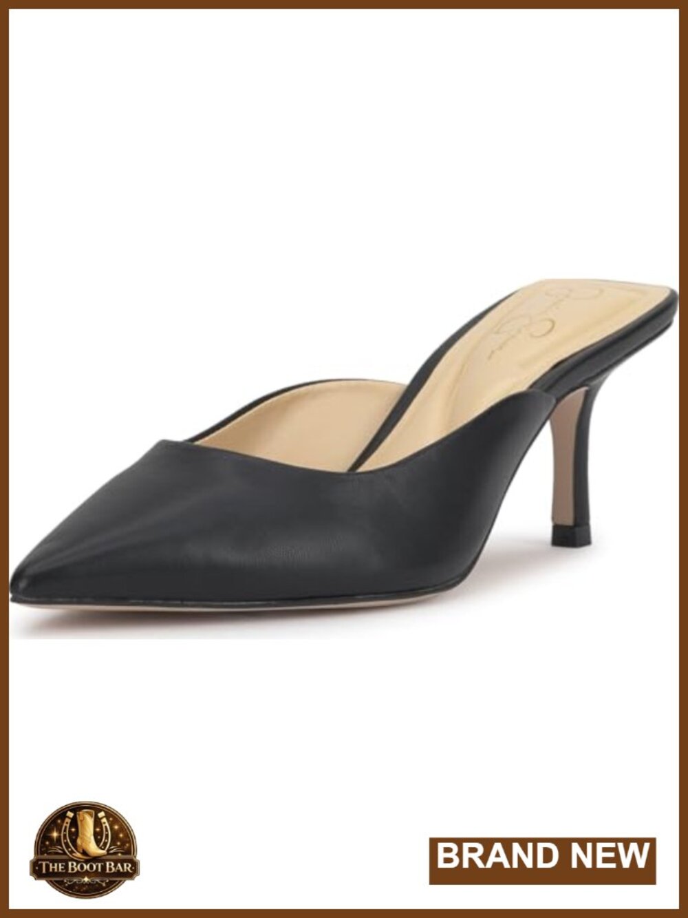 Womens Pointed Toe Stiletto Heel Mule Sandal Slip-On Faux Leather